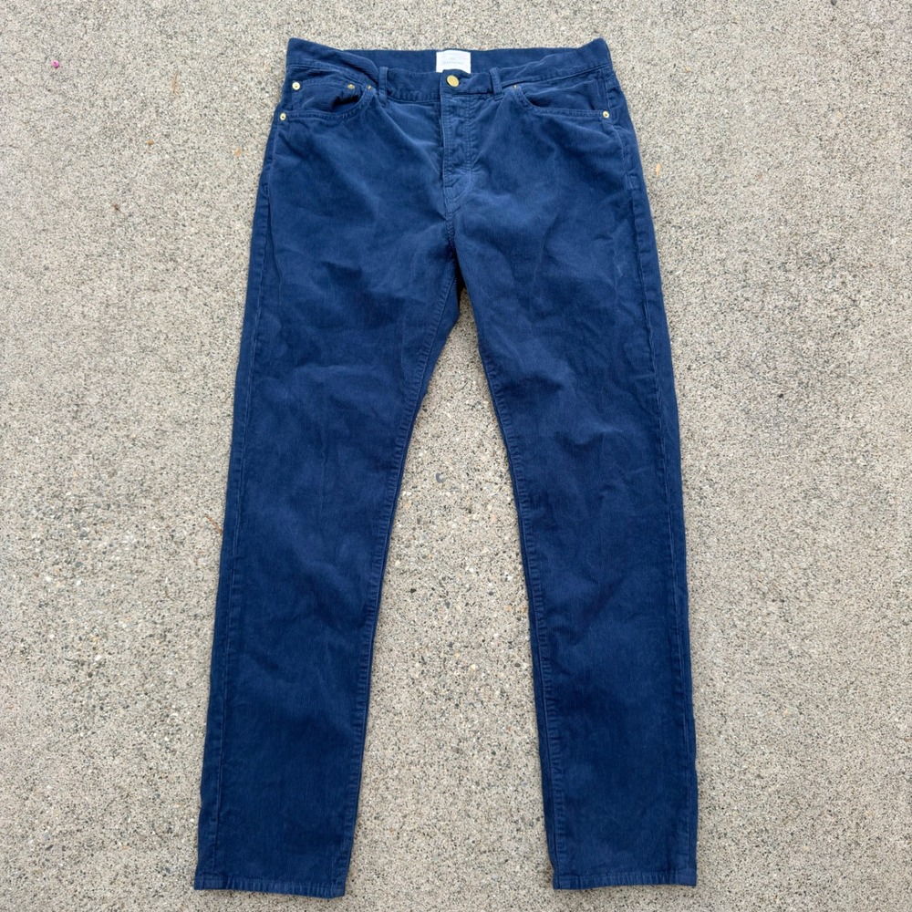 Sid Mashburn Slim Straight 5-Pocket Corduroy Pants Mens 35x32 Blue Cotton